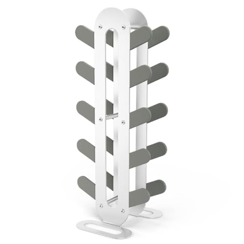Compact Dumbbell Rack Stand – Space-Saving Weight Rack for Home Gym, Sturdy Weight Holder for Dumbbells, Small Weight Rack for Women’s Weights & Free Weight Storage (Dumbbells Not Included) (White, 5-Tier)