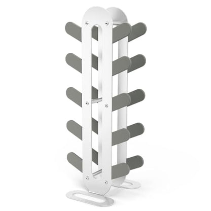 Compact Dumbbell Rack Stand – Space-Saving Weight Rack for Home Gym, Sturdy Weight Holder for Dumbbells, Small Weight Rack for Women’s Weights & Free Weight Storage (Dumbbells Not Included) (White, 5-Tier)