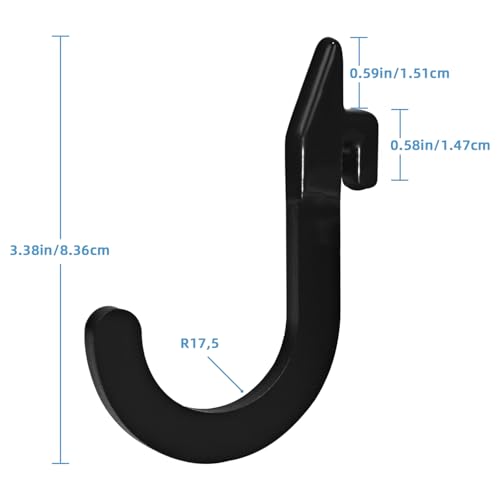 8PSC Power Rack Attachments Hooks,Squat Rack Accessories Hook,DIY Storage Hook for Resistance Bands Barbell Collars and Gym Accessories (2PCS-Black)