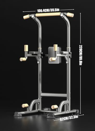 Pull Up Dip Station for Home Gym,Portable Workout Equipment with 5-Level Height Adjustment,Strength Training Fitness Workout Station,600KG Load Capacity,No Damage To The Floor