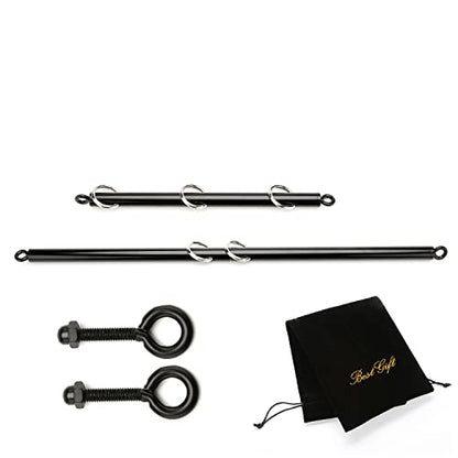 Adjustable 2 PCS 3 in 1 Spreader Bar Adjustable Straps Sports Aid Training Fitness Kit Workout Bar with Fur Flocking Storage Bag - style: Black