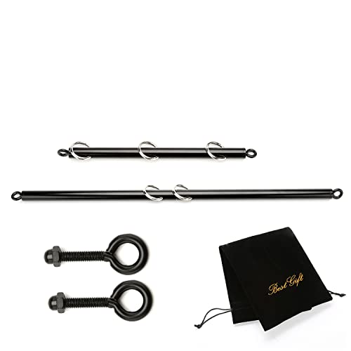 Adjustable 2 PCS 3 in 1 Spreader Bar Adjustable Straps Sports Aid Training Fitness Kit Workout Bar with Fur Flocking Storage Bag - style: Black
