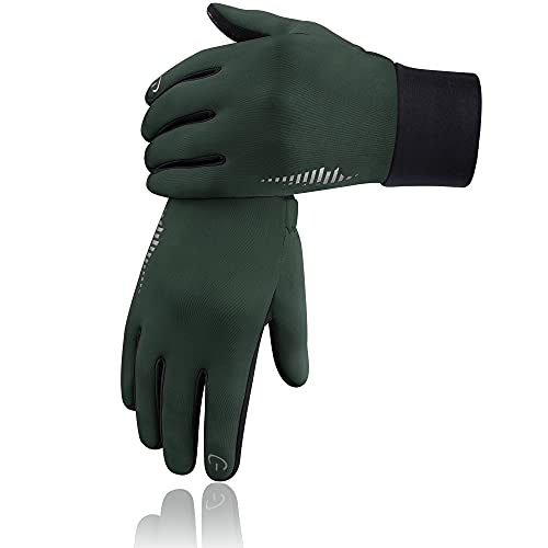 SIMARI Winter Gloves for Women Men - Cold Weather Thermal Touch Screen Ski Snow Glove Liners, Non-Slip Palm & Warm Fleece Lined, for Running Cycling Driving Hiking Walking Sports Outdoor Texting Work - color: Pine Green, size: Small