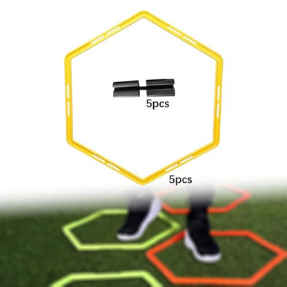 5pcs/ Hex Agility Ring Outdoor Exercise Ring Agility Footwork Training Ring Diameter 50cm - color: Yellow