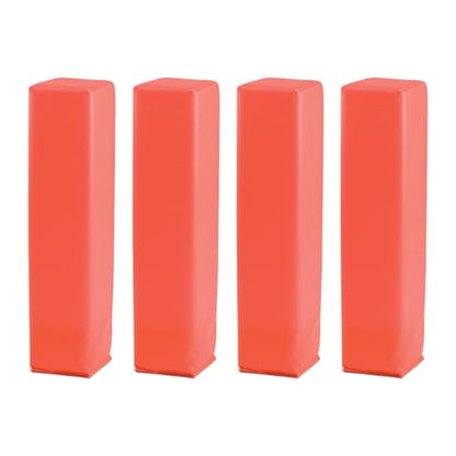 Champion Sports Football Field Pylon Set of 4 Hi Vis Orange 4"x18" Markers-Durable Vinyl/Nylon & Poly Foam Core-Weighted Base