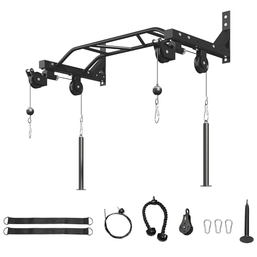 Wall Mounted Pull Up Bar, Heavy Duty Multi-Grip Chin Up Bar for Home Gym, 450 lbs Weight Capacity Upper Body Strength Training Equipment, Equipped with a variety of fitness handles.