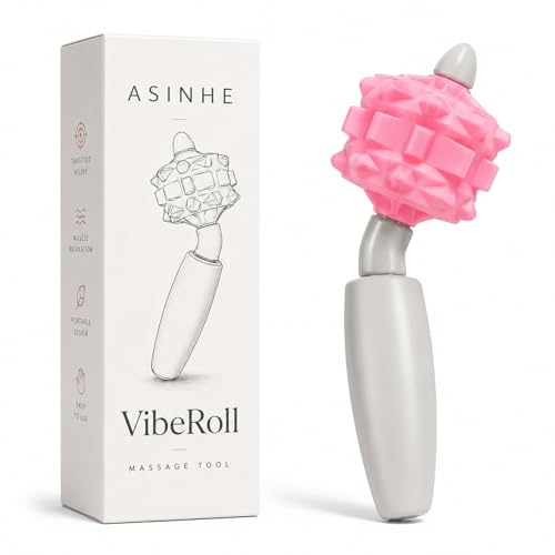 VibeRoll Mini Massage Tool for Trigger Point Relief, Handheld Muscle Roller Stick for Neck, Legs, Arms & Back, Portable Deep Tissue Recovery Tool