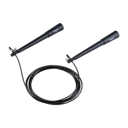 Spalding - Large Handle Speed Jump Rope, Adjustable 9 ft PVC Skipping Rope, Non-Slip Contoured Grip, Cardio Fitness Training Rope for Home & Gym (Black)