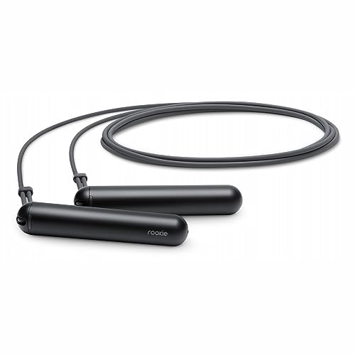 Smart Rope Rookie – Smart Jump Rope with Counter & App, Bluetooth Fitness Tracker, Adjustable Jump Rope for Weight Loss, Cardio, HIIT & Home Workouts - color: Black