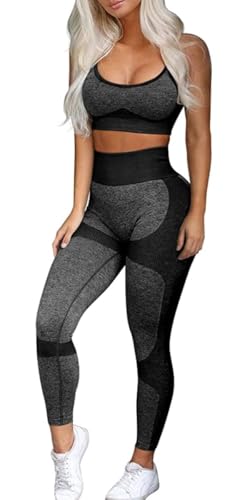 Women’s Workout Sets 2 Piece - Seamless Yoga Leggings and Cross-Strap Sports Bra Gym Outfits Activewear Matching Set - color: Bra and Leggings: Black, size: X-Small