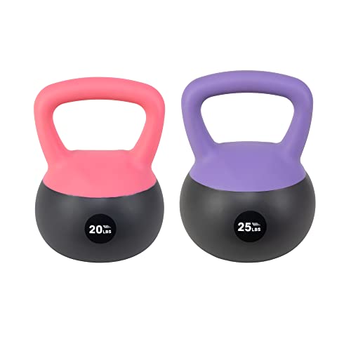 NonZero Gravity Iron Sand Soft Kettlebell with PVC Shell, Shock-Absorbing Base & Extra-Wide Grip for Versatile Workouts | Durable Strength Training Equipment - color: 20 lbs & 25 lbs Set