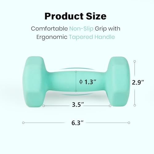 LIONSCOOL Set of 2 Neoprene Coated Dumbbell Hand Weights, Anti-Slip and Anti-Roll Hex Dumbbells in Pair for Strength Training, Resistance Training - style: Aqua 4lb Pair