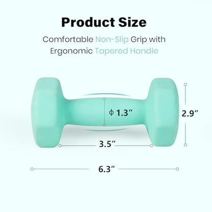 LIONSCOOL Set of 2 Neoprene Coated Dumbbell Hand Weights, Anti-Slip and Anti-Roll Hex Dumbbells in Pair for Strength Training, Resistance Training - style: Aqua 4lb Pair