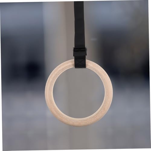 Wooden Gymnastic with Adjustable Straps for Home Fitness Pull up for Strength Training Dips and Workouts Natural Design
