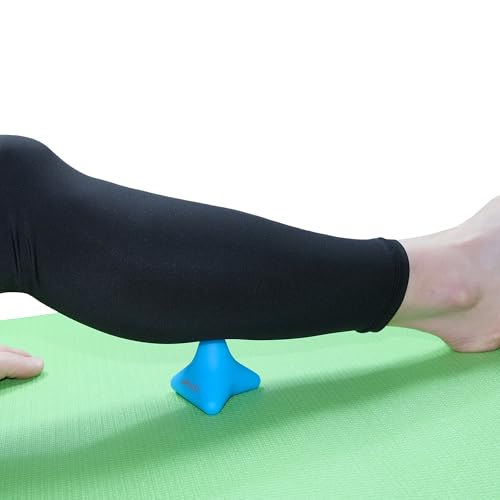 Manual Trigger Point Massage Tool. Small Massager Ball for Deep Tissue Myofascial Release Physical Therapy Foot Plantar Fasciitis Pain Relief Muscle Knot Psoas Hip Flexor Iliacus Release 3×2.6″(Blue) - color: Blue