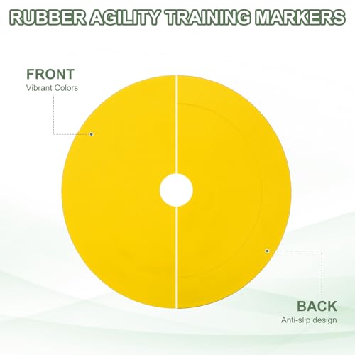 Flat Cones Spot Markers, Non-Slip Spot Marker Agility Dot Soccer Cones with Drawstring Bags - color: Yellow
