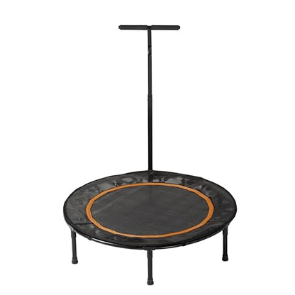 JumpKing Fitness Trampoline with Adjustable T-Shaped Handle Bar, Foldable Mini Rebounder for Indoor Workouts, Silent Steel Springs, Durable & Stable Design, Home Gym Equipment for Training, 40"– Black