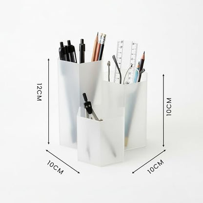 Clear Pencil Holder for Desk | 3 Compartment Organizer Desk Cute Pen Holder | Hexagonal Shape Pencil Cups for Classroom, Offices, Teacher Desks | Multipurpose Make up Organizers and Storage Accessory - style: Style F