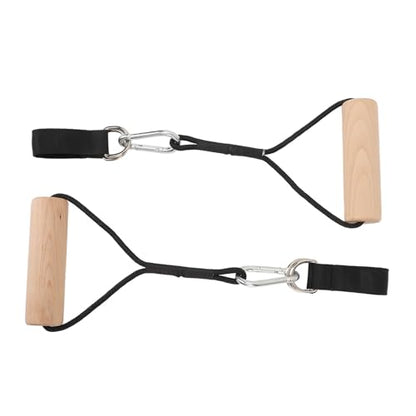 Wooden Gymnastic Rings, Pull Up Handle Strength Trainer Muscle Group Building Arm Strength Training Portable 440lb Capacity for Home Outdoor Exercise, Denashuy07b28of4