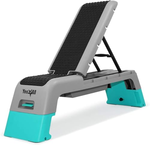 Yes4All Multifunctional Aerobic Deck - Versatile Fitness Station, Weight Bench, Aerobic Stepper, Plyometrics Box for Cardio Workouts and Strength Training - color: B. Blue/Grey