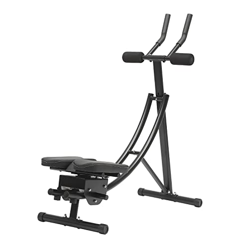 Ab Machine,Portable Core Abs Exercise Machine With LED Display And 6 Silent Rollers,3-Level Adjustment,Adjustable Ab Trainer Machine,For Abs Workout At Home Gym,Ab Machine For Home, Gyms,Etc (Black(Rotatable))