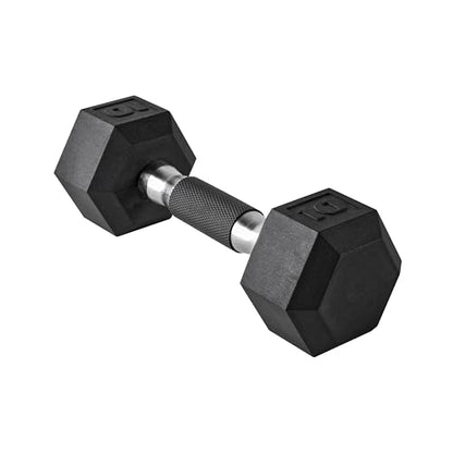 CAP Rubber Coated Dumbbell Weights, Free Weights for Home Gym Strength Training, Anti-Roll Hex Dumbbells with Black, Chrome & Comfort Grip Handles, Singles - size: 10 lb, style: Comfort Grip