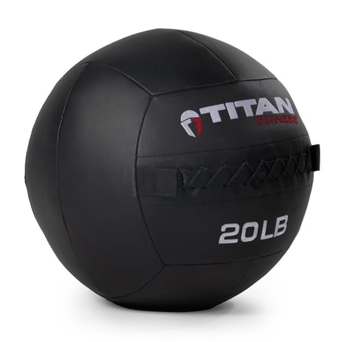 Titan Fitness Soft Shell Medicine Wall Ball, Cross-Texture Grip - size: 20 lb