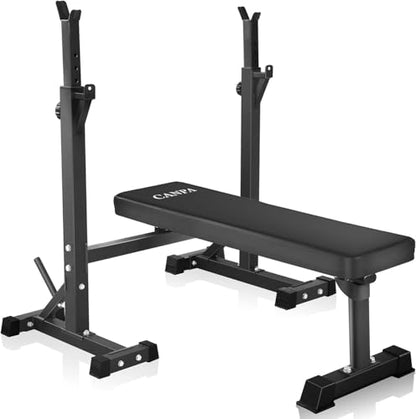 Bench Press, CANPA Olympic Weight Bench with Squat Rack Workout Bench Adjustable Barbell Rack Stand Strength Training Home Gym Multi-Function - color: dark black