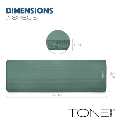 Tone Fitness 1-Inch Thick Yoga Mat | High-Density, Non-slip Exercise Mat with Carrying Strap for Yoga, Pilates, & Home Gym Workouts | Multiple Options