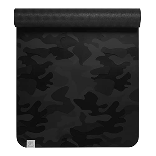 Gaiam Dry-Grip Yoga Mat - 5mm Thick Non-Slip Exercise & Fitness Mat for Standard or Hot Yoga, Pilates and Floor Workouts - Cushioned Support, Non-Slip Coat - 68 x 24 Inches
