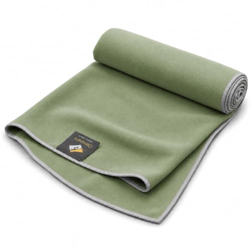 OlimpiaFit Quick Dry Towel - 3 Size Pack of Lightweight Microfiber Travel Towels w/Bag - Fast Drying Towel Set for Camping, Beach, Gym, Backpacking, Sports, Yoga & Swim Use - color: Khaki (Large Single)