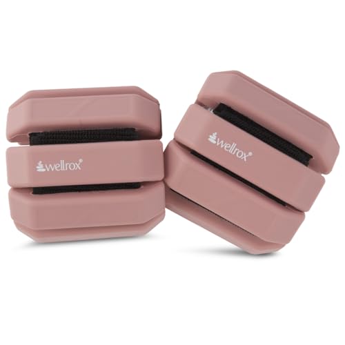 Weighted Bangles – Adjustable Ankle and Wrist Weights for Women & Men – Set of Ankle Weights 2 lbs (1 lb Each Wrist Weight) | Weighted Arm Bands for Pilates, Yoga, Running & Walking - color: Dusty Rose