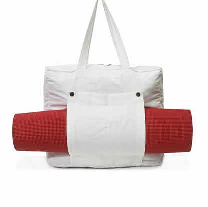 INDIAN CRAFT CASTLE Tote Bag with Yoga Mat Carrier Pocket Carryall Shoulder Bag for Office, Workout, Pilates, Travel, Beach and Gym