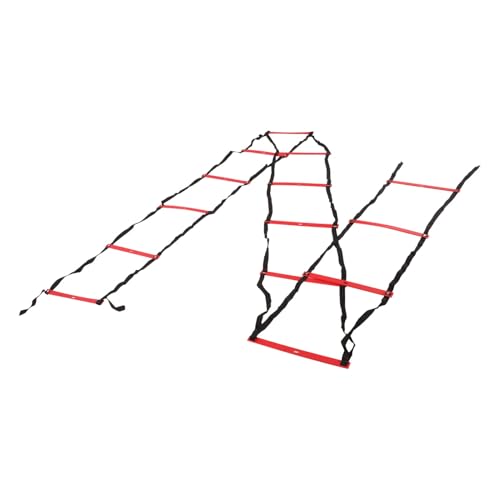 7M 14 Rung Fixed Agility Ladder for Speed Training, Soccer, Football and Fitness, Made of Durable PP Material, Lightweight and Easy to Install, Includes Training Angle for Com (Red)
