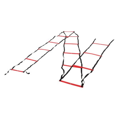 7M 14 Rung Fixed Agility Ladder for Speed Training, Soccer, Football and Fitness, Made of Durable PP Material, Lightweight and Easy to Install, Includes Training Angle for Com (Red)
