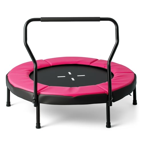 GYMAX Rebounder Trampoline Adult, 40" Mini Fitness Trampoline with Detachable Handle, Safety Foam Pad & Non-Slip Foot Pads, Exercise Rebounder for Indoor Outdoor Kids Adults