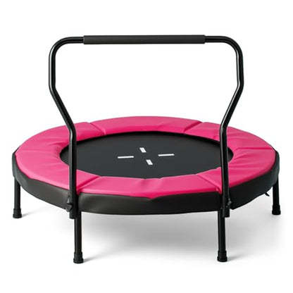 GYMAX Rebounder Trampoline Adult, 40" Mini Fitness Trampoline with Detachable Handle, Safety Foam Pad & Non-Slip Foot Pads, Exercise Rebounder for Indoor Outdoor Kids Adults