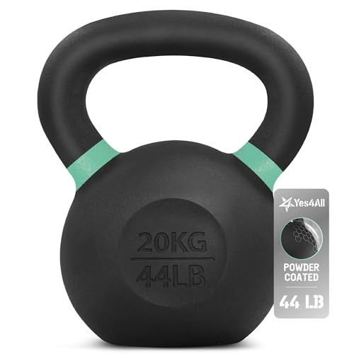 Yes4All Powder Coated Cast Iron Kettlebell, Single Deep Blue, 40 KG / 88 LB - color: Green, style: A. Single