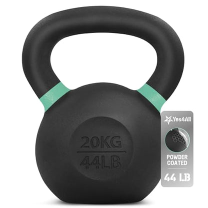 Yes4All Powder Coated Cast Iron Kettlebell, Single Deep Blue, 40 KG / 88 LB - color: Green, style: A. Single