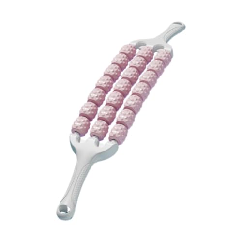 Muscle Roller Stick for Knot Relief, 12.5-inch Portable Massage Stick, Stainless Steel & EVA Foam Roller for Home Gym Travel Park Garden Fitness- Pink