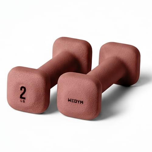 WeGym SafeGrip Square Dumbbells with Anti Slip Handles, Aesthetic Free Weights for Home Workouts, Stable Design Prevents Rolling during Floor Exercises - color: Rose, style: 2LB Pair