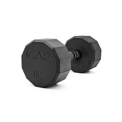 CAP Rubber Coated Dumbbell Weights, Free Weights for Home Gym Strength Training, Anti-Roll Hex Dumbbells with Black, Chrome & Comfort Grip Handles, Singles - size: 12 lb, style: 12-Sided - Black Handle