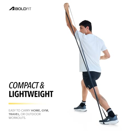 Boldfit Heavy Resistance Band for Exercise & Stretching, Pull Up Band Suitable in Home & Gym Workout, Power Bands for Men & Women. (Black 15-30 kg Resistances)(Material: Natural Rubber )