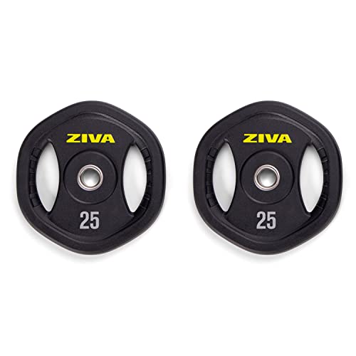 ZIVA 35lb Studio Barbell Weight Set – Adjustable Home Gym Kit with Standard Rubber Urethane Plates, 5' Chrome Bar (1.18" diam) & Collars | Extra Plates Not Included