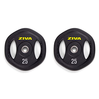 ZIVA 35lb Studio Barbell Weight Set – Adjustable Home Gym Kit with Standard Rubber Urethane Plates, 5' Chrome Bar (1.18" diam) & Collars | Extra Plates Not Included