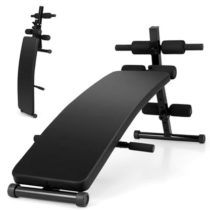 GYMAX Sit up Bench, Folding Workout Bench Press for Home Gym with 5 Adjustable Height, Heavy Duty Workout Benches for Ab Core Muscle, Strength Training Equipment