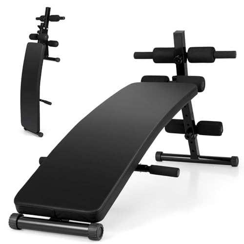 GYMAX Sit up Bench, Folding Workout Bench Press for Home Gym with 5 Adjustable Height, Heavy Duty Workout Benches for Ab Core Muscle, Strength Training Equipment