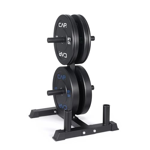 CAP 2-inch Olympic Bumper Plate Weight Set | 100-370 lbs | Multiple Colors | Storage Rack Optional - size: 160 lb - Set with Compact Rack, style: ECONOMY