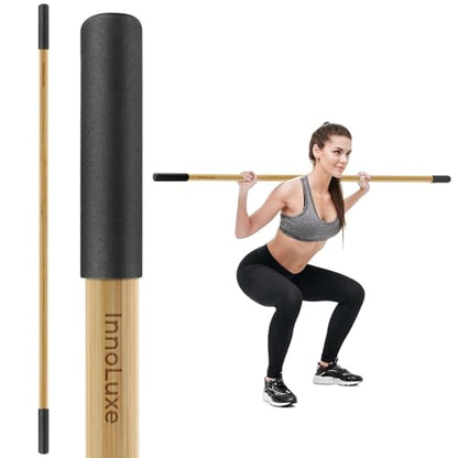 Mobility Yoga Stick for Home and Gym, Natural Bamboo Yoga Stick, Stretching Stick, Premium Stretch Bar with Comfy Grips, Physical Therapy Stick, Exercise Stick for Stretching, Workout Posture Corrector Stick