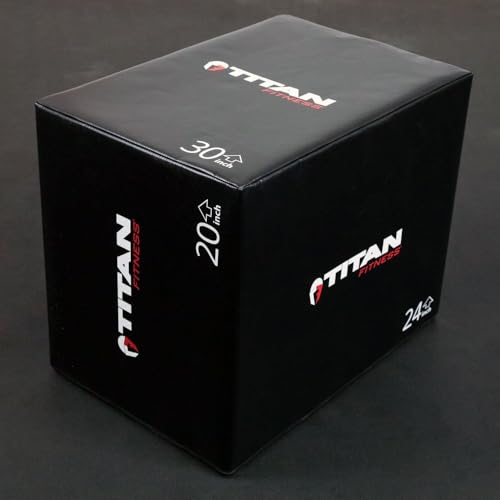 Titan Fitness 3-in-1 Soft Foam Plyometric Box, 20" x 24" x 30", Dense Foam Core with Soft Foam Padding, Plyometric Workouts
